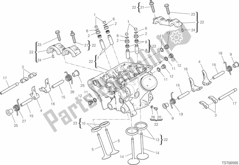All parts for the Vertical Cylinder Head of the Ducati Multistrada 1200 Touring 2017